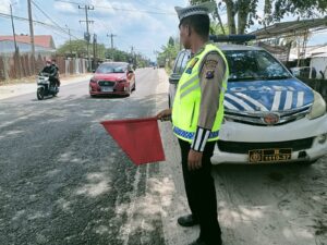 Antisipasi Laka Lantas, Sat Lantas Polres Batu Bara Patroli dan Pasang Imbauan di Jalinsum