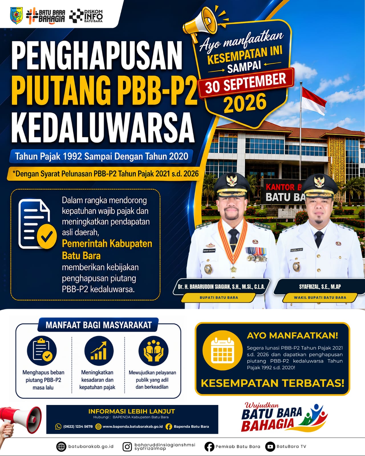 Pemkab Batu Bara Ajak Masyarakat Manfaatkan Program Penghapusan Piutang PBB-P2 Kedaluwarsa*