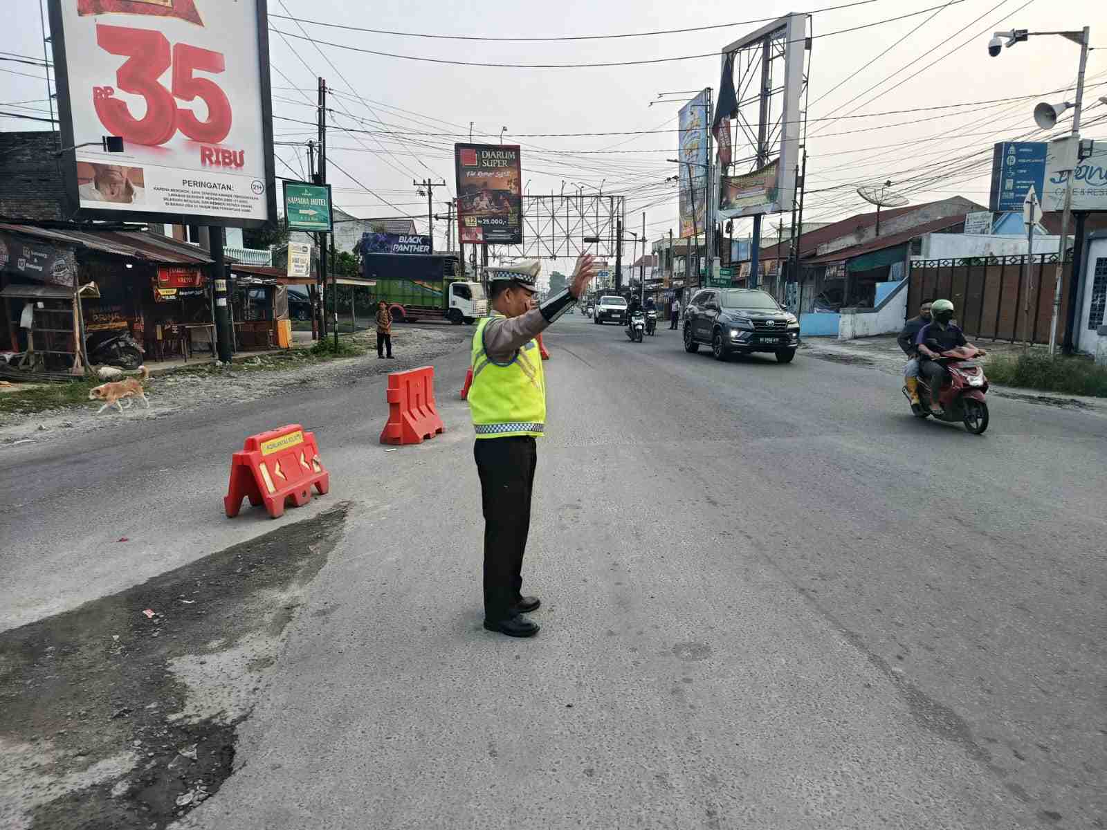Sat Lantas Polres Pematangsiantar Pasang 33 Titik Pengaturan, Jaga Kelancaran Arus Lalu Lintas Pagi Hari